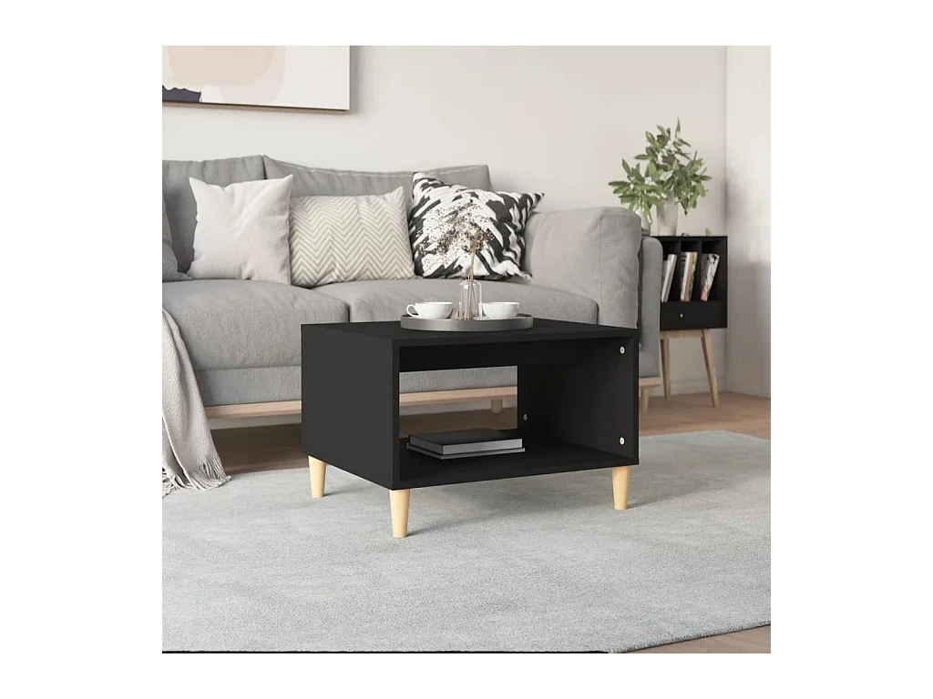 Table basse Noir 60x50x40 cm Bois d'ingénierie OFR22538 BonneVie Meuble