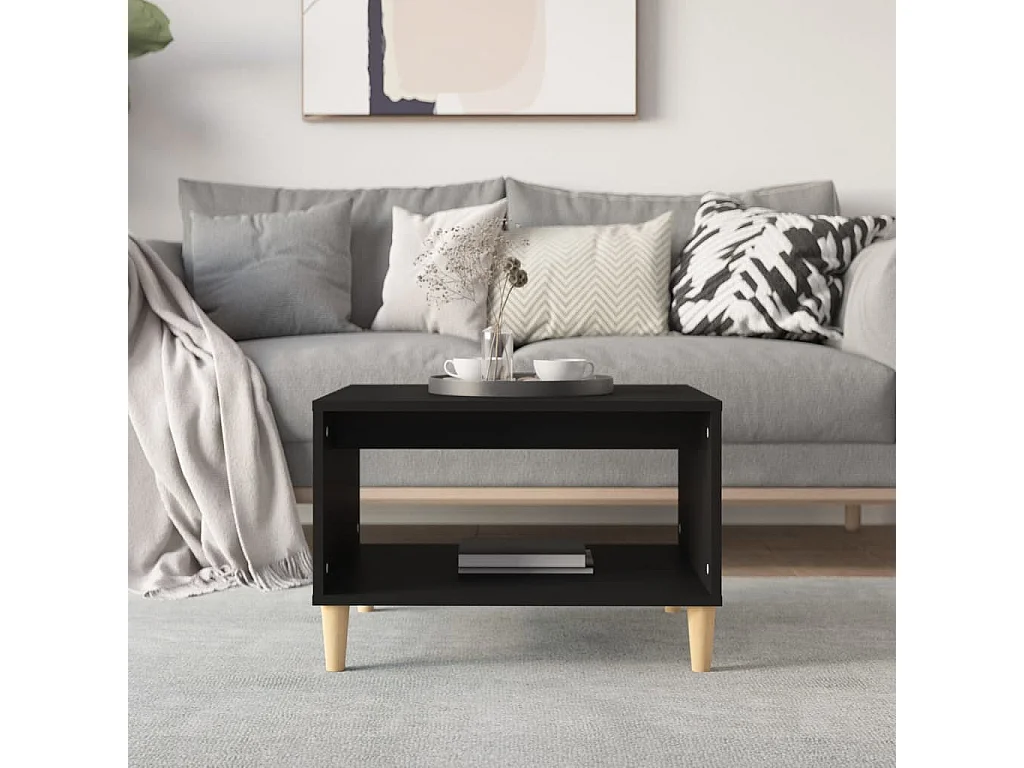 Table basse Noir 60x50x40 cm Bois d'ingénierie OFR22538 BonneVie Meuble