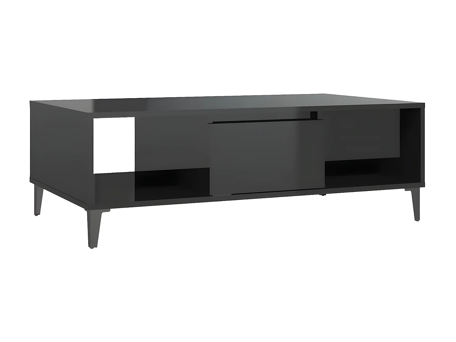 Table basse Noir brillant 103,5x60x35 cm Aggloméré OFR91447 BonneVie Meuble