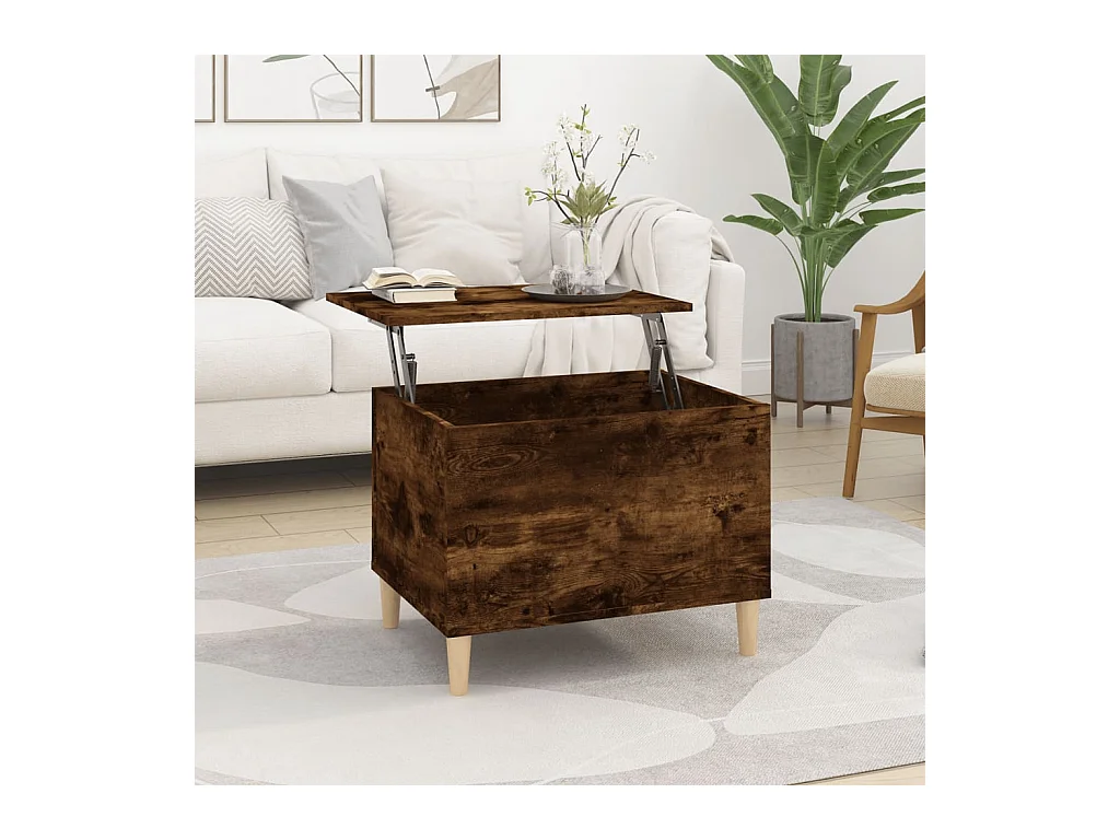 Table basse relevable Chêne fumé 60x44,5x45 cm Bois d'ingénierie OFR56279 BonneVie Meuble