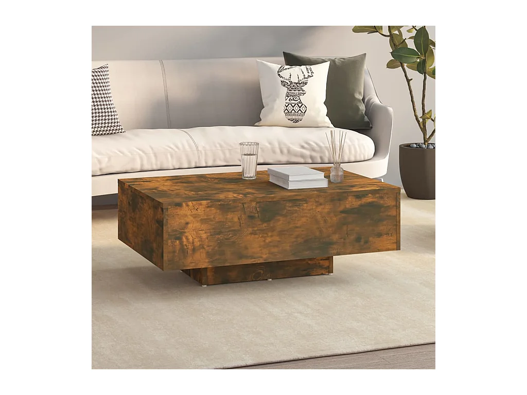 Table basse Chêne fumé 85x55x31 cm Bois d'ingénierie OFR34538 BonneVie Meuble