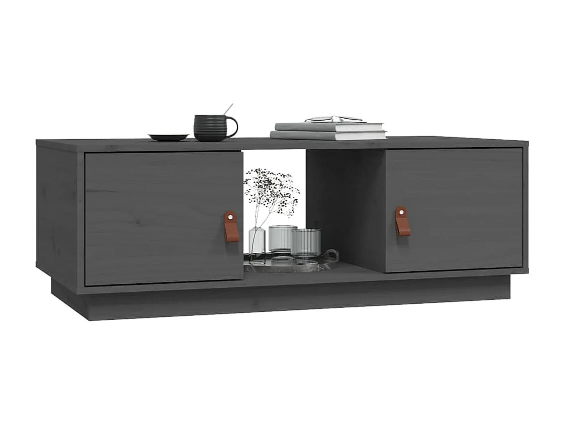 Table basse Gris 100x50x35 cm Bois massif de pin OFR41349 BonneVie Meuble