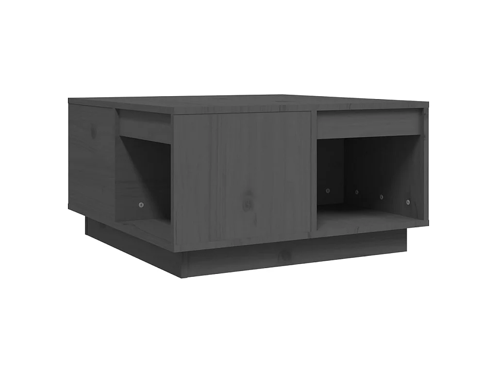 Table basse Gris 60x61x32,5 cm Bois massif de pin OFR98137 BonneVie Meuble