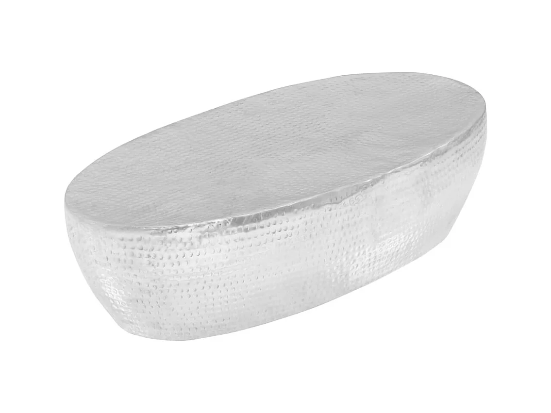 Mesa de centro aluminio martillado 100x50x28 cm plateado ES24541