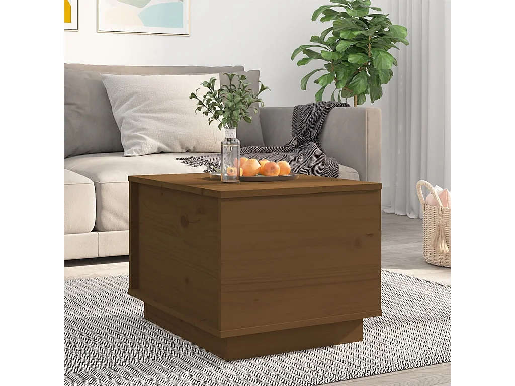 Table basse relevable Marron miel 40x50x35 cm Bois massif de pin OFR44757 BonneVie Meuble
