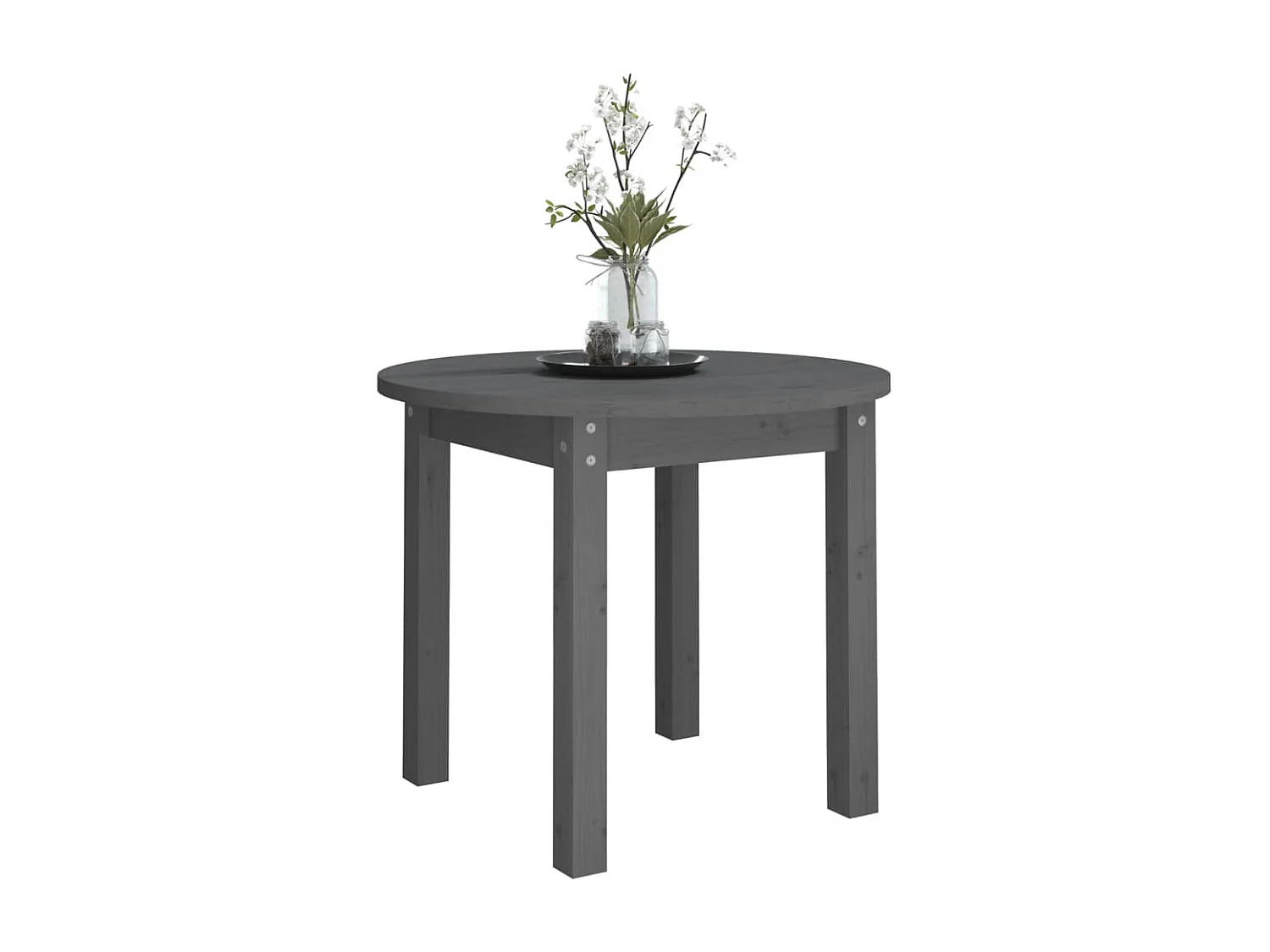 Table basse Gris Ø 55x45 cm Bois massif de pin OFR30880 BonneVie Meuble