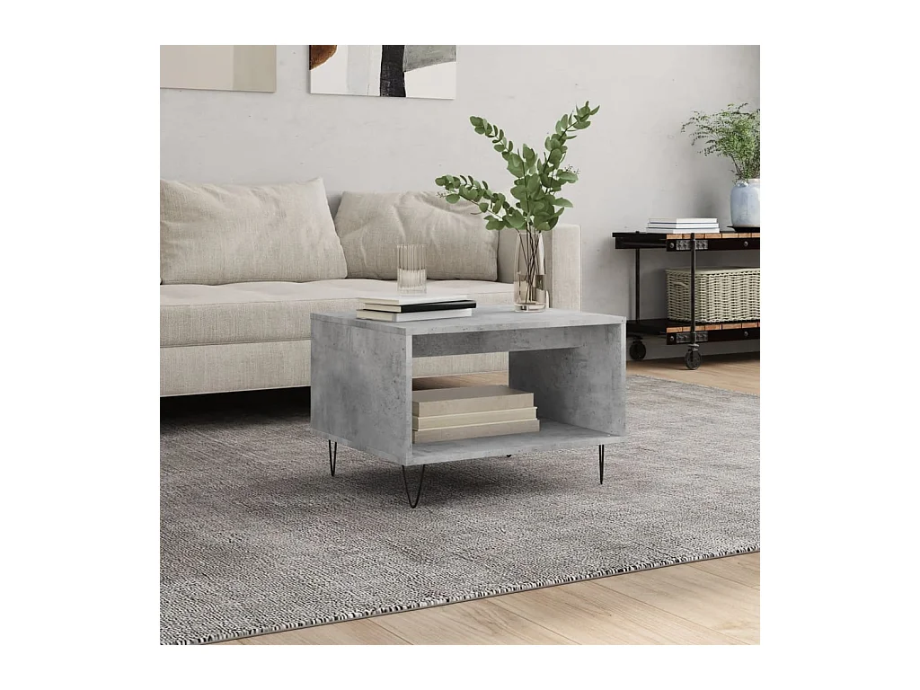Table basse gris béton 60x50x40 cm bois d'ingénierie OFR76407 BonneVie Meuble