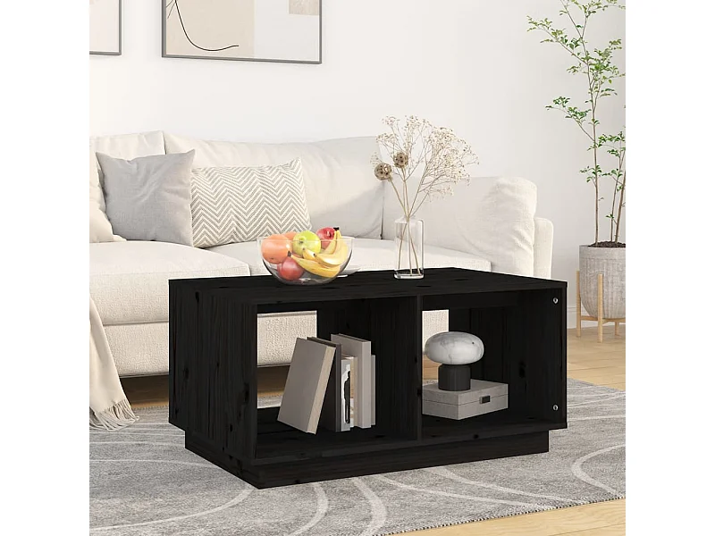 Table basse Noir 80x50x40 cm Bois massif de pin OFR48426 BonneVie Meuble
