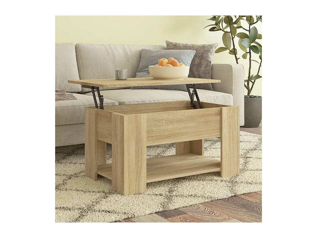 Table basse relevable Chêne sonoma 79x49x41 cm Bois d'ingénierie OFR48961 BonneVie Meuble