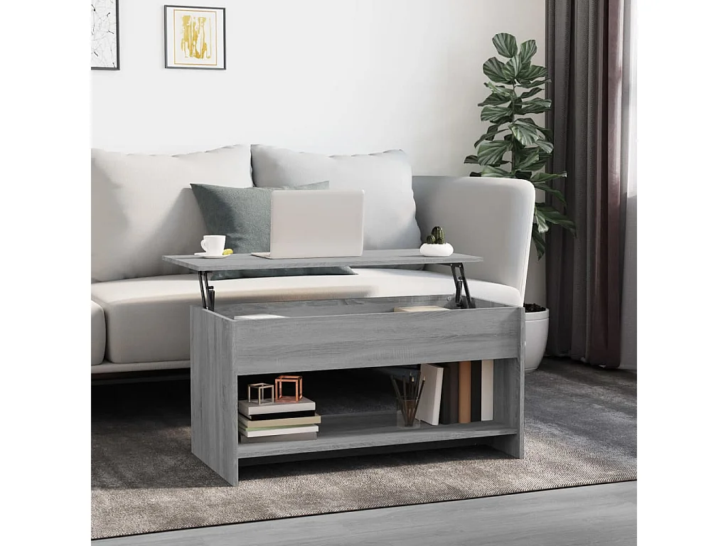 Table basse Sonoma gris 102x50x52,5 cm Bois d'ingénierie OFR18282 BonneVie Meuble