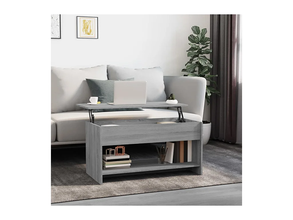 Table basse Sonoma gris 102x50x52,5 cm Bois d'ingénierie OFR18282 BonneVie Meuble