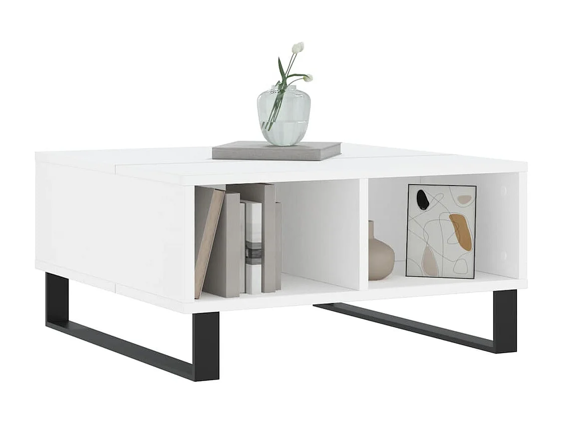 Table basse blanc 60x60x30 cm bois d'ingénierie OFR93669 BonneVie Meuble