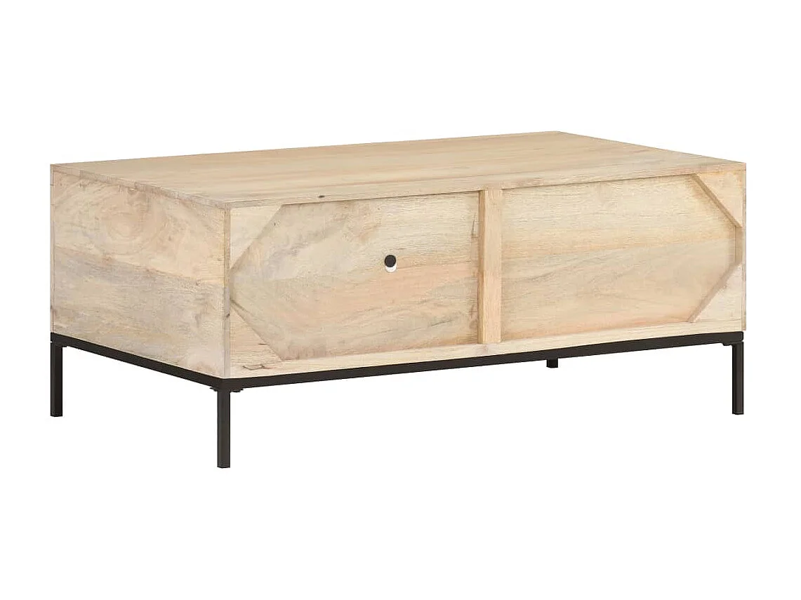Table basse 90x50x37 cm Bois de manguier et canne naturelle OFR22053 BonneVie Meuble