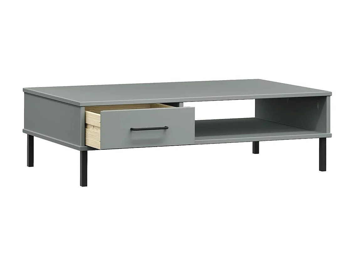 Mesa de centro c/ pernas de metal pinho maciço OSLO cinzento PT833799
