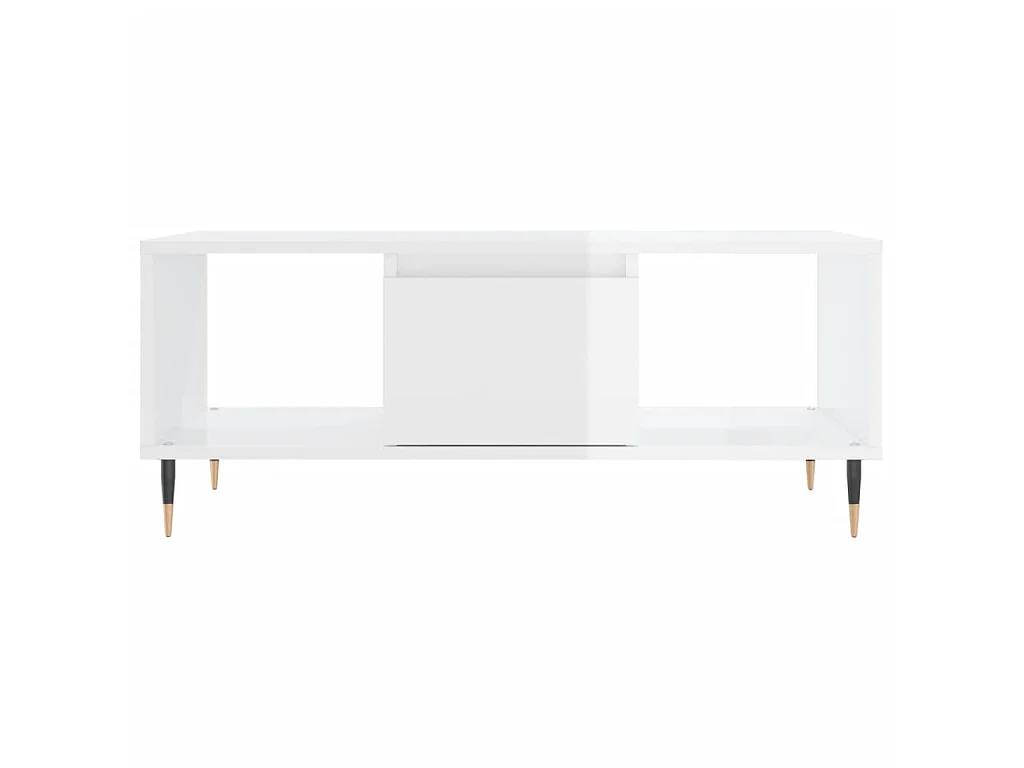 Table basse Blanc brillant 90x50x36,5 cm Bois d'ingénierie OFR51702 BonneVie Meuble