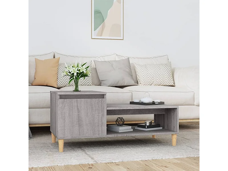 Table basse Sonoma gris 100x50x45 cm Bois d'ingénierie OFR81247 BonneVie Meuble