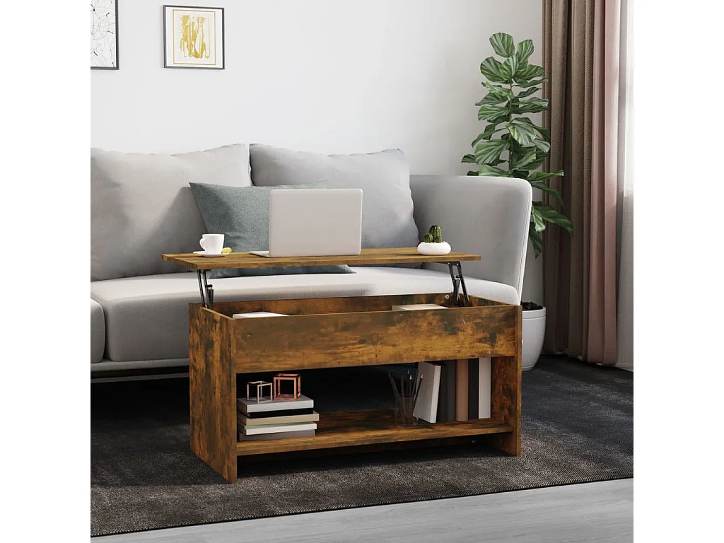 Table basse Chêne fumé 102x50x52,5 cm Bois d'ingénierie OFR99303 BonneVie Meuble