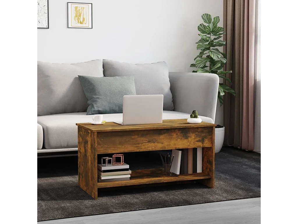 Table basse Chêne fumé 102x50x52,5 cm Bois d'ingénierie OFR99303 BonneVie Meuble