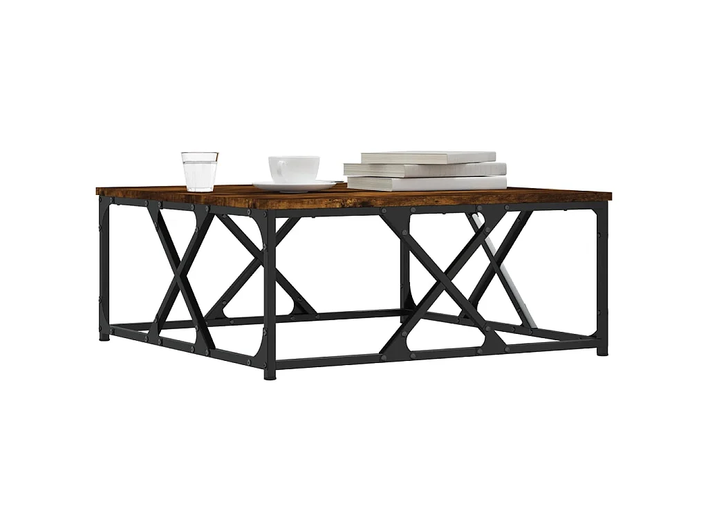 Table basse chêne fumé 70x70x30 cm bois d'ingénierie OFR58415 BonneVie Meuble