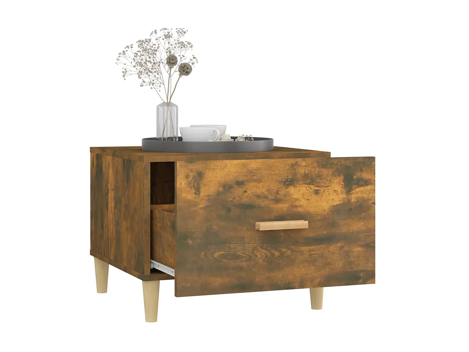 Table basse Chêne fumé 50x50x40 cm Bois d'ingénierie OFR21888 BonneVie Meuble