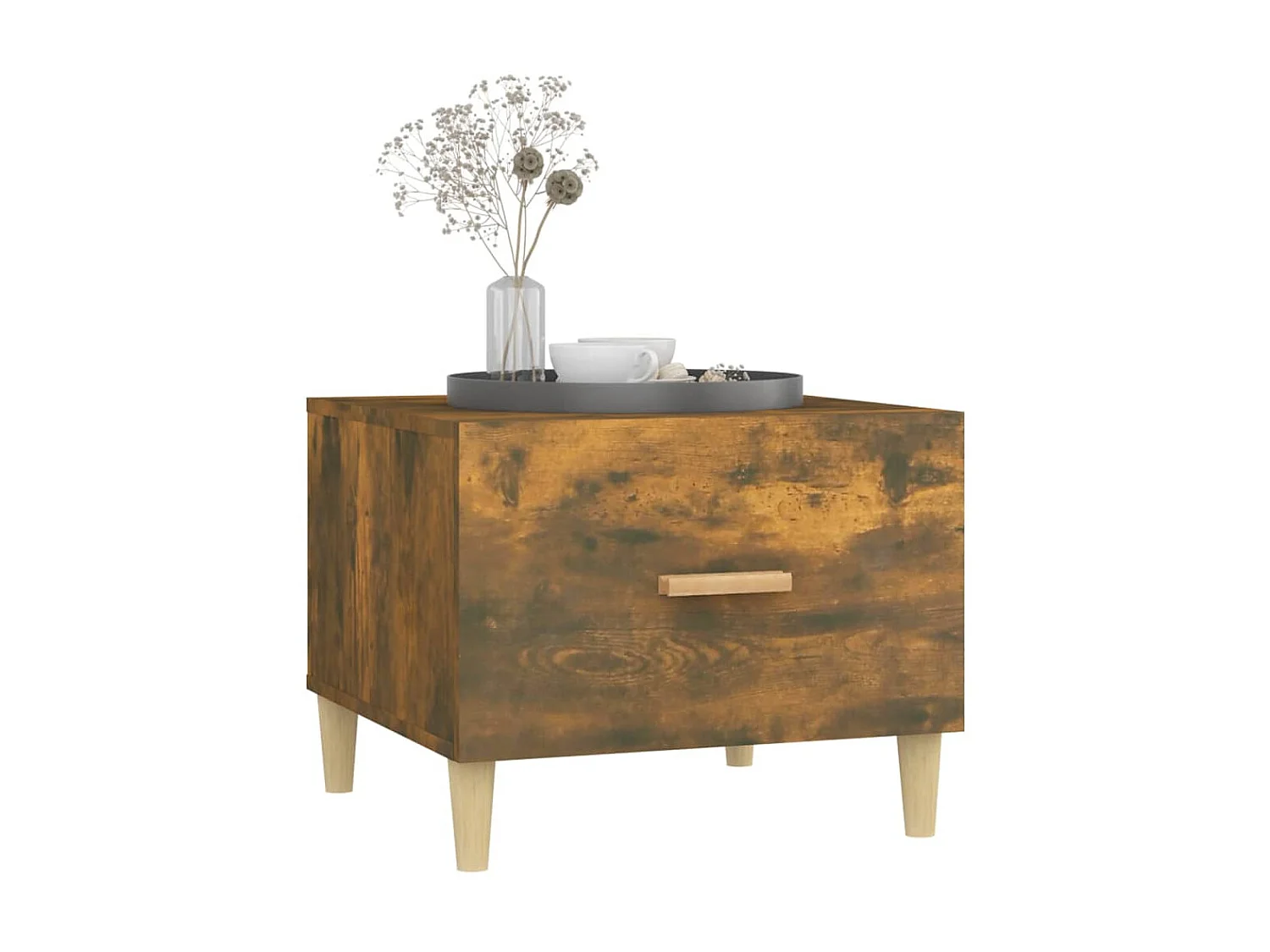 Table basse Chêne fumé 50x50x40 cm Bois d'ingénierie OFR21888 BonneVie Meuble