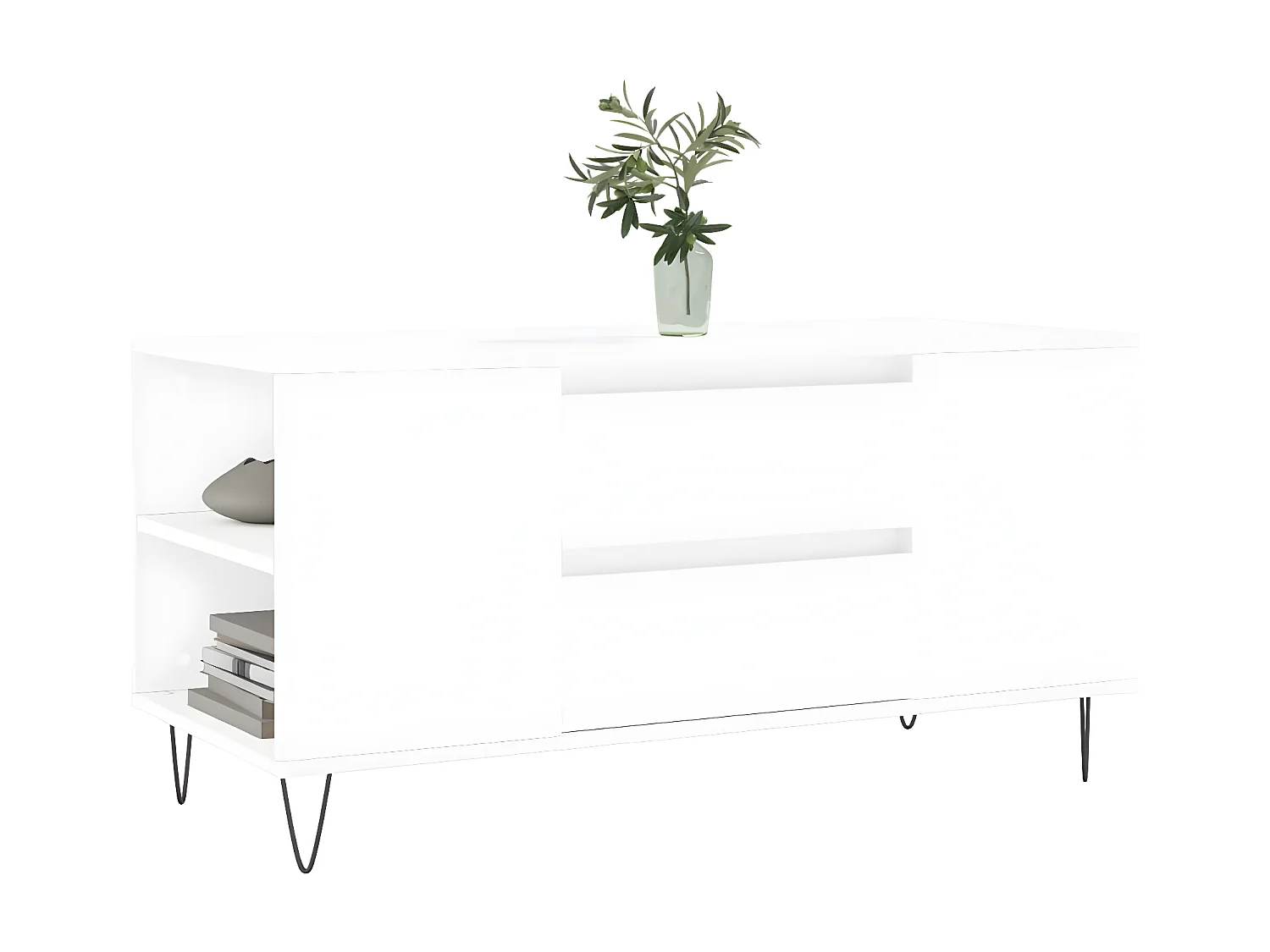 Table basse blanc 102x44,5x50 cm bois d'ingénierie OFR98041 BonneVie Meuble
