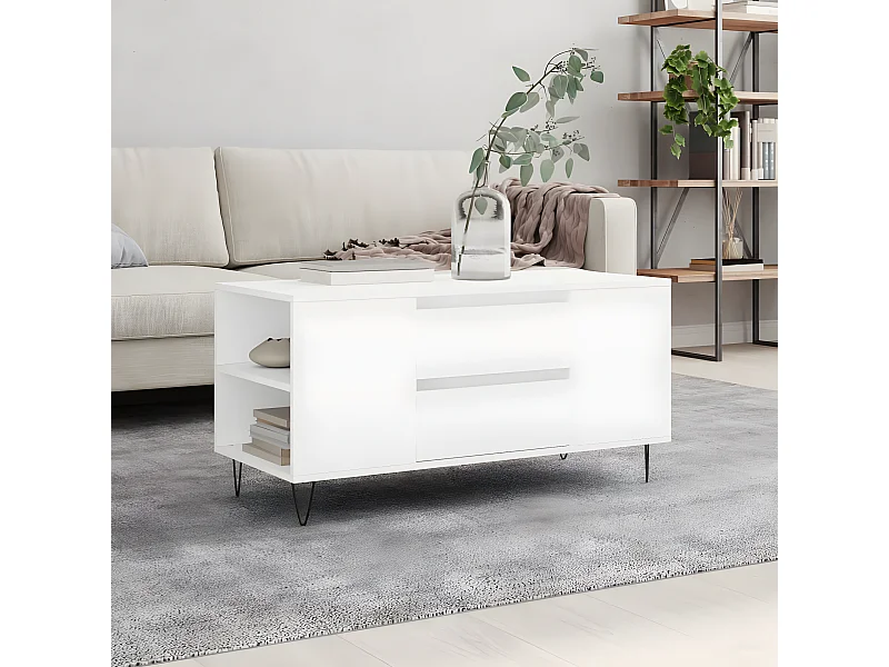 Mesa de centro madera de ingeniería blanco 102x44,5x50 cm ES47111