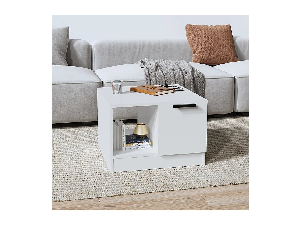 Table basse Blanc 50x50x36 cm Bois d'ingénierie OFR71098 BonneVie Meuble