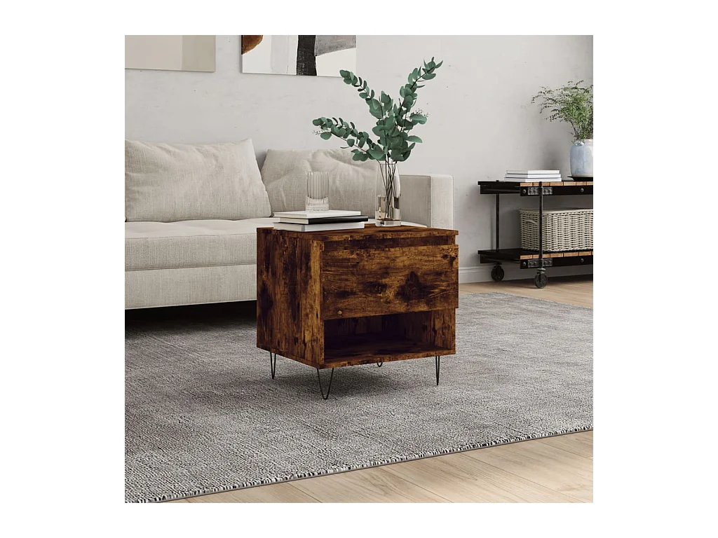 Table basse chêne fumé 50x46x50 cm bois d'ingénierie OFR38336 BonneVie Meuble