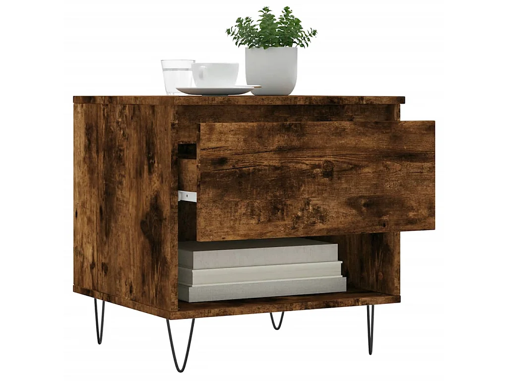 Table basse chêne fumé 50x46x50 cm bois d'ingénierie OFR38336 BonneVie Meuble