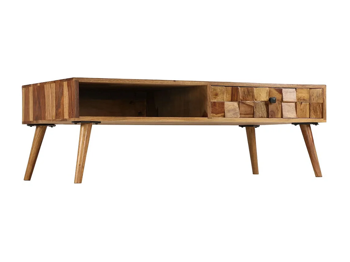 Table basse Bois Sesham massif avec finition miel 110x50x37 cm OFR47380 BonneVie Meuble