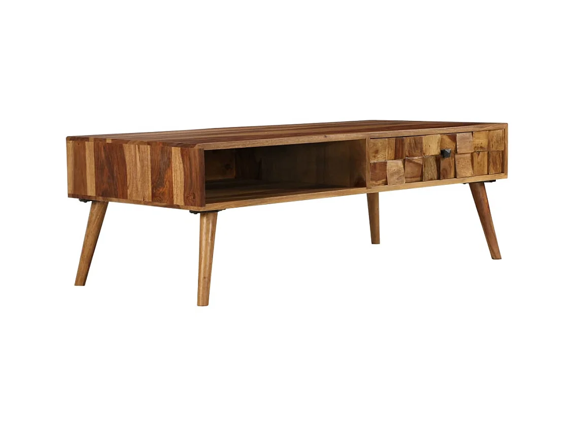 Table basse Bois Sesham massif avec finition miel 110x50x37 cm OFR47380 BonneVie Meuble
