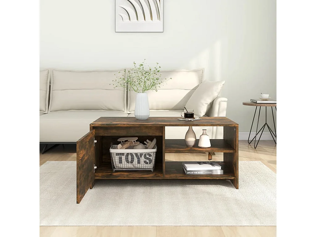 Salontafel 102x50x45 cm bewerkt hout gerookt eikenkleurig NL98296