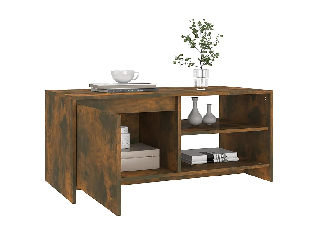 Salontafel 102x50x45 cm bewerkt hout gerookt eikenkleurig NL98296