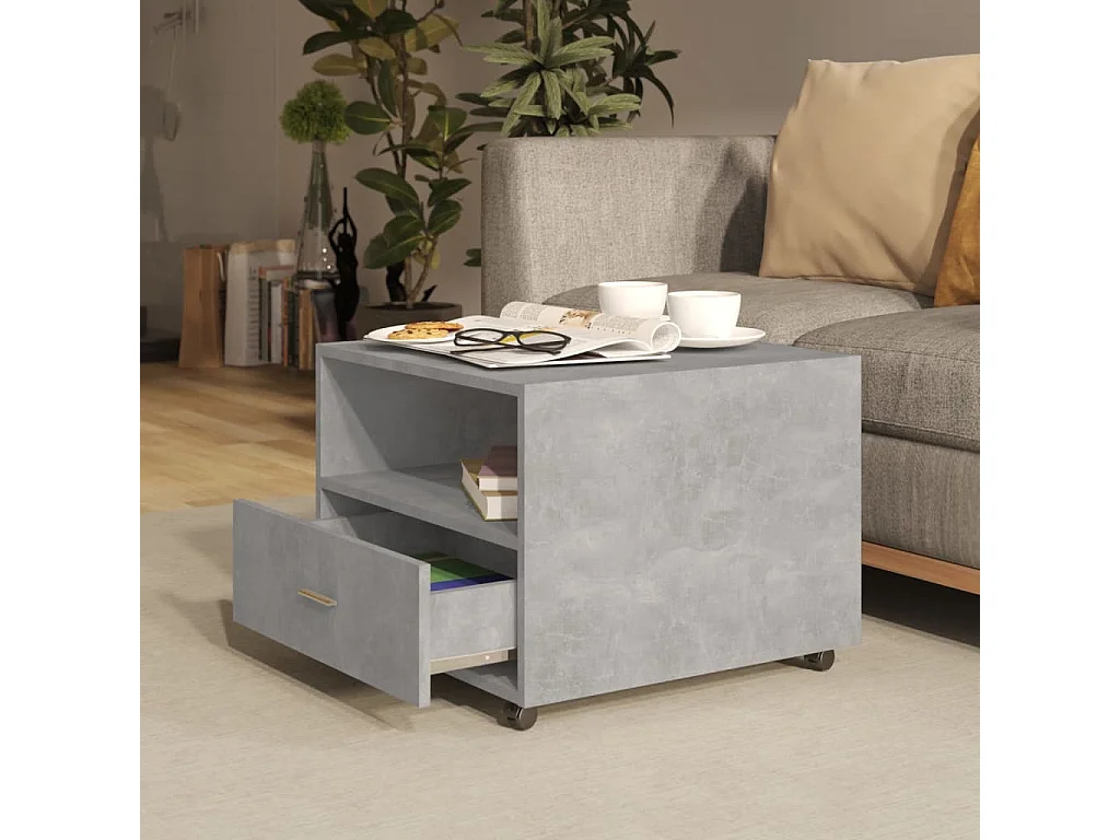 Table basse Gris béton 55x55x40 cm Bois d'ingénierie OFR13037 BonneVie Meuble