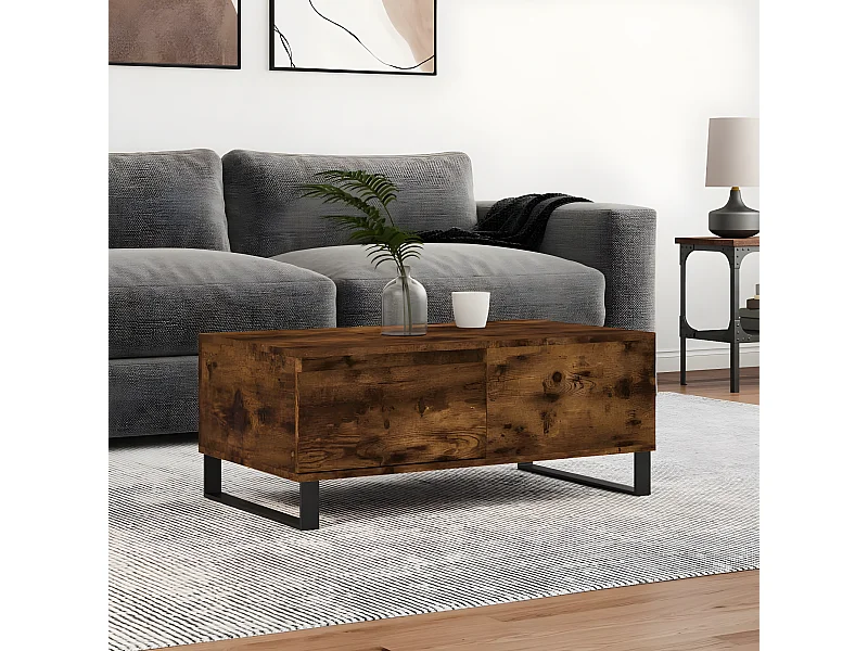 Table basse Chêne fumé 90x50x36,5 cm Bois d'ingénierie OFR65939 BonneVie Meuble