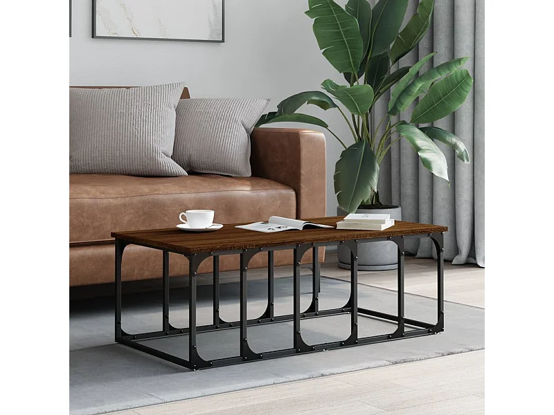 Mesa de centro madera de ingeniería marrón roble 100x50x35,5 cm ES96344