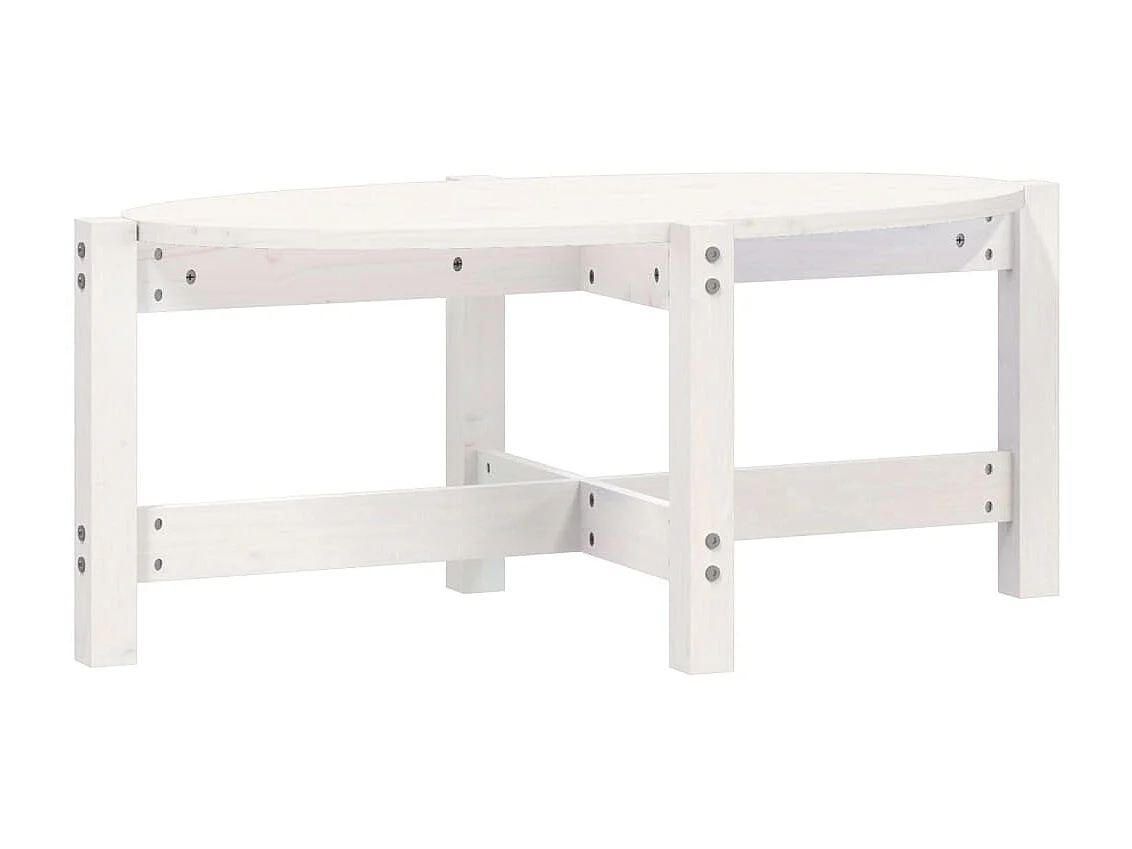 Table basse Blanc 87x48x35 cm Bois massif de pin OFR95147 BonneVie Meuble