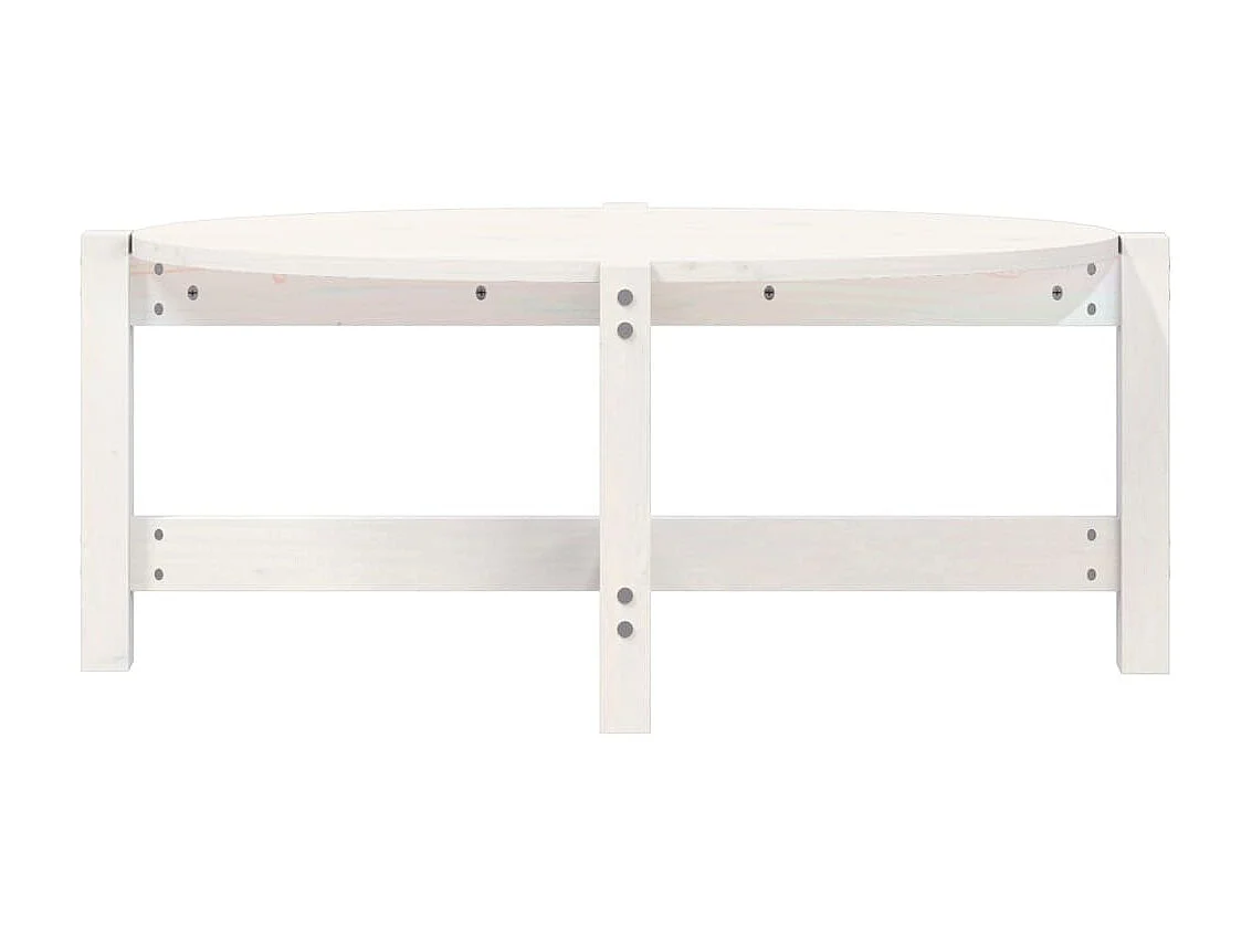 Table basse Blanc 87x48x35 cm Bois massif de pin OFR95147 BonneVie Meuble