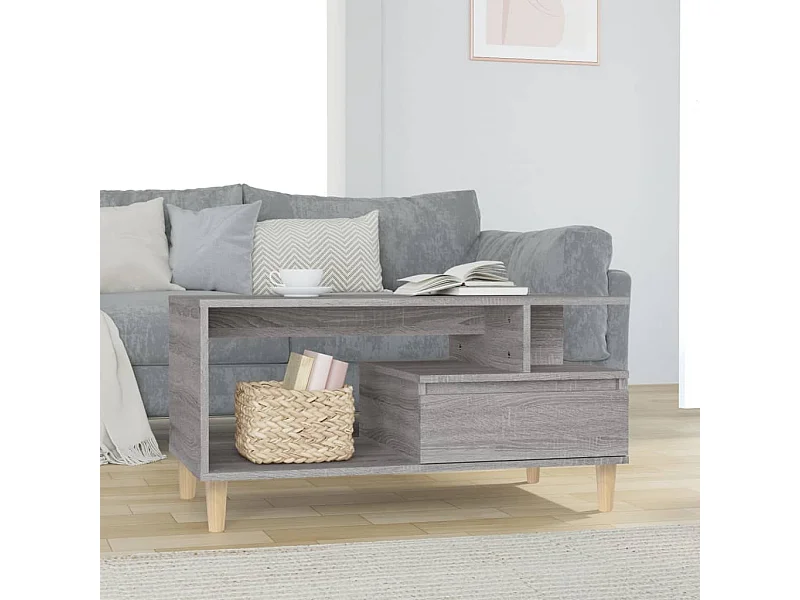 Salontafel 90x49x45 cm bewerkt hout grijs sonoma NL15839