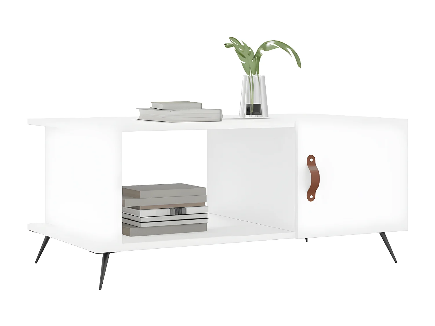 Table basse blanc 90x50x40 cm bois d'ingénierie OFR67985 BonneVie Meuble