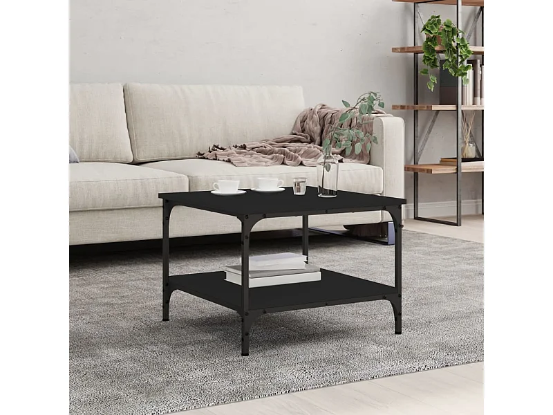 Mesa de centro madera de ingeniería negro 55x55x40 cm ES41454