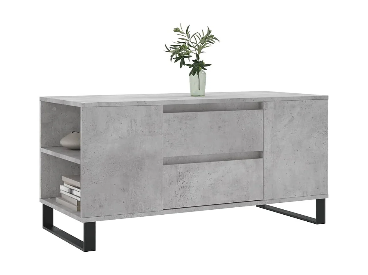 Table basse gris béton 102x44,5x50 cm bois d'ingénierie OFR69054 BonneVie Meuble