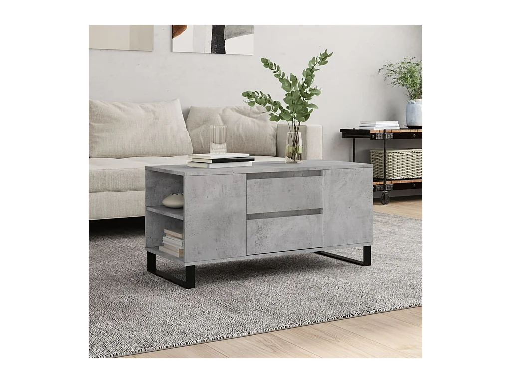 Mesa de centro madera ingeniería gris hormigón 102x44,5x50 cm ES96660