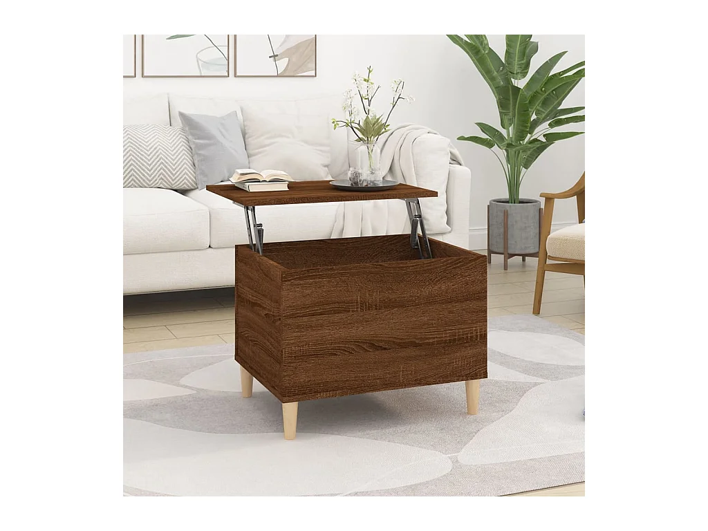 Table basse relevable Chêne marron 60x44,5x45 cm Bois d'ingénierie OFR37952 BonneVie Meuble