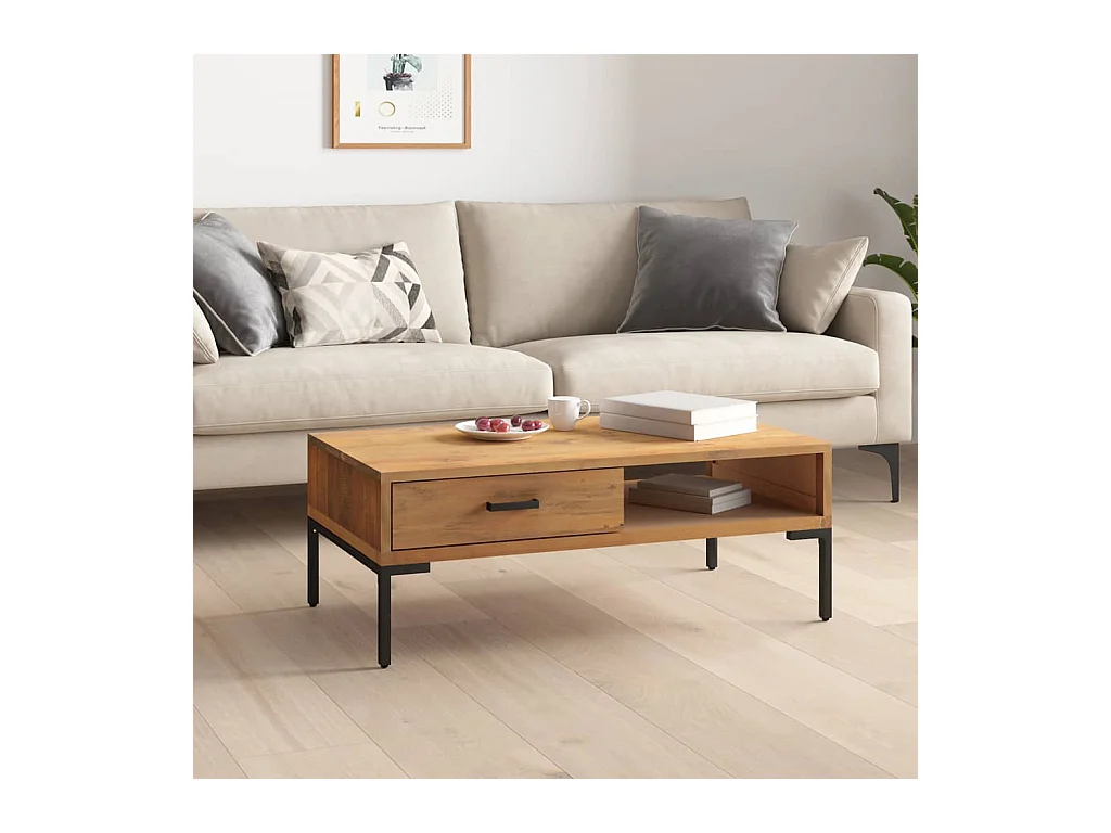 Table basse 90x50x35 cm Bois de pin massif OFR15514 BonneVie Meuble