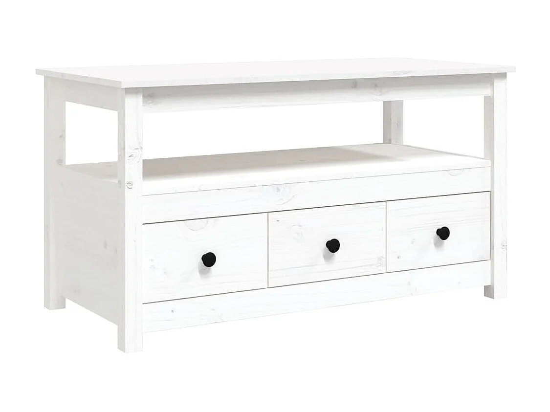 Table basse Blanc 102x49x55 cm Bois massif de pin OFR97737 BonneVie Meuble