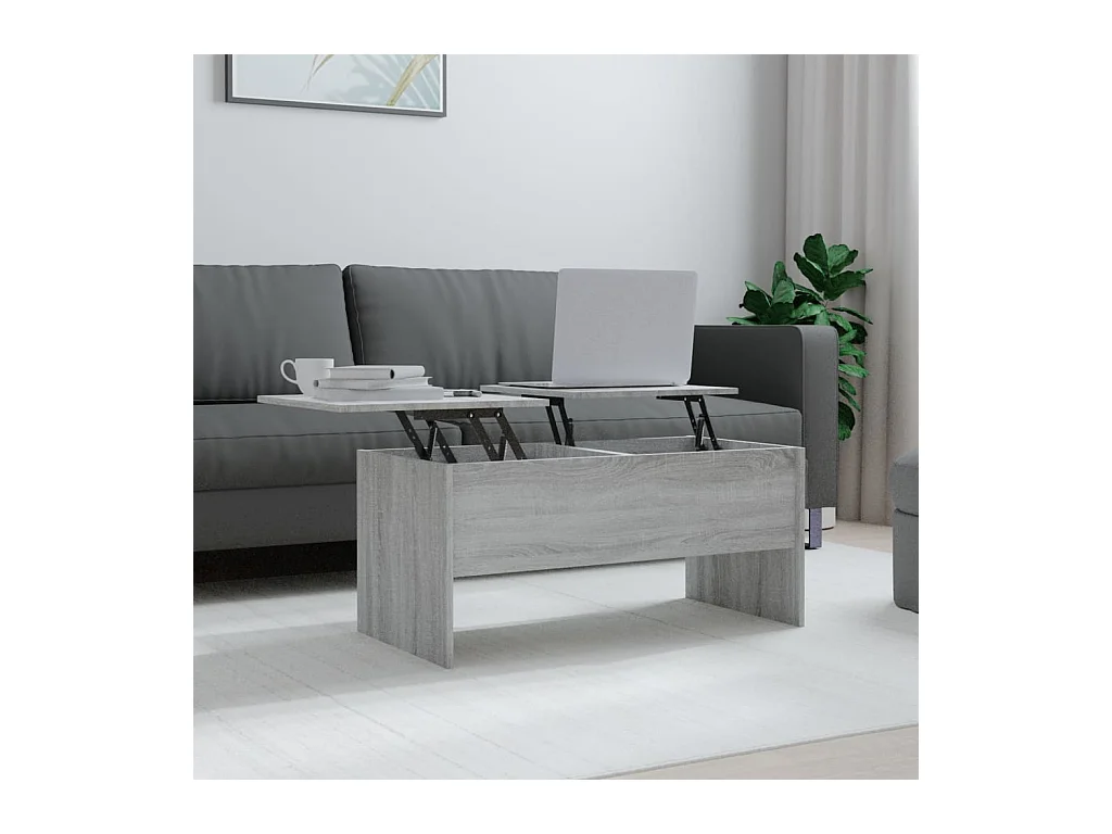 Table basse Sonoma gris 102x50,5x46,5 cm Bois d'ingénierie OFR48593 BonneVie Meuble