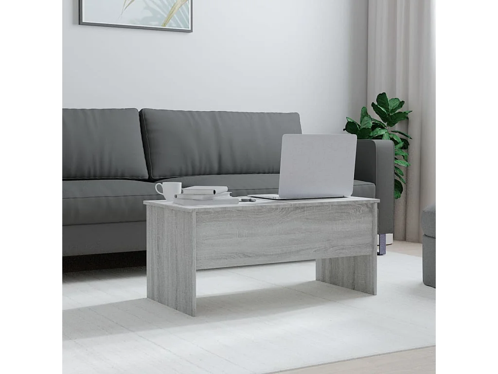 Table basse Sonoma gris 102x50,5x46,5 cm Bois d'ingénierie OFR48593 BonneVie Meuble