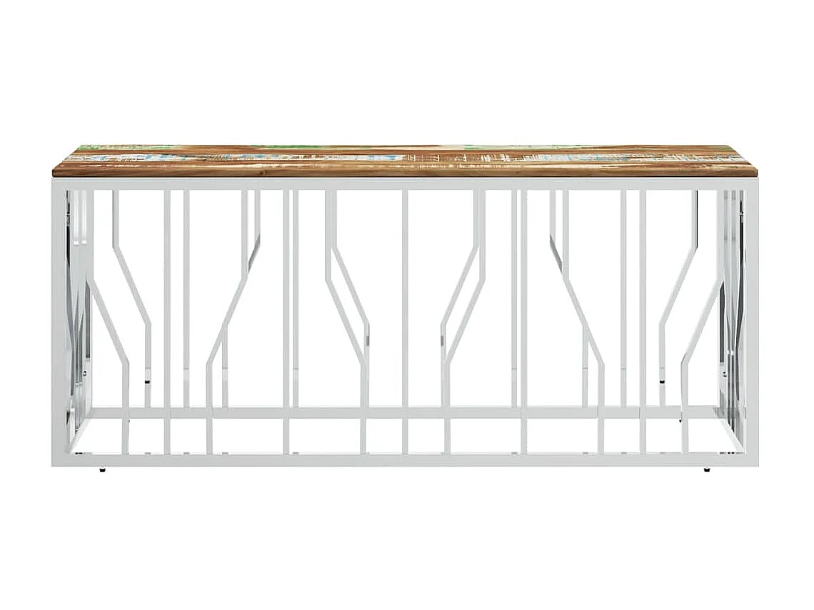 Salontafel roestvrij staal en massief gerecycled hout zilver NL34808